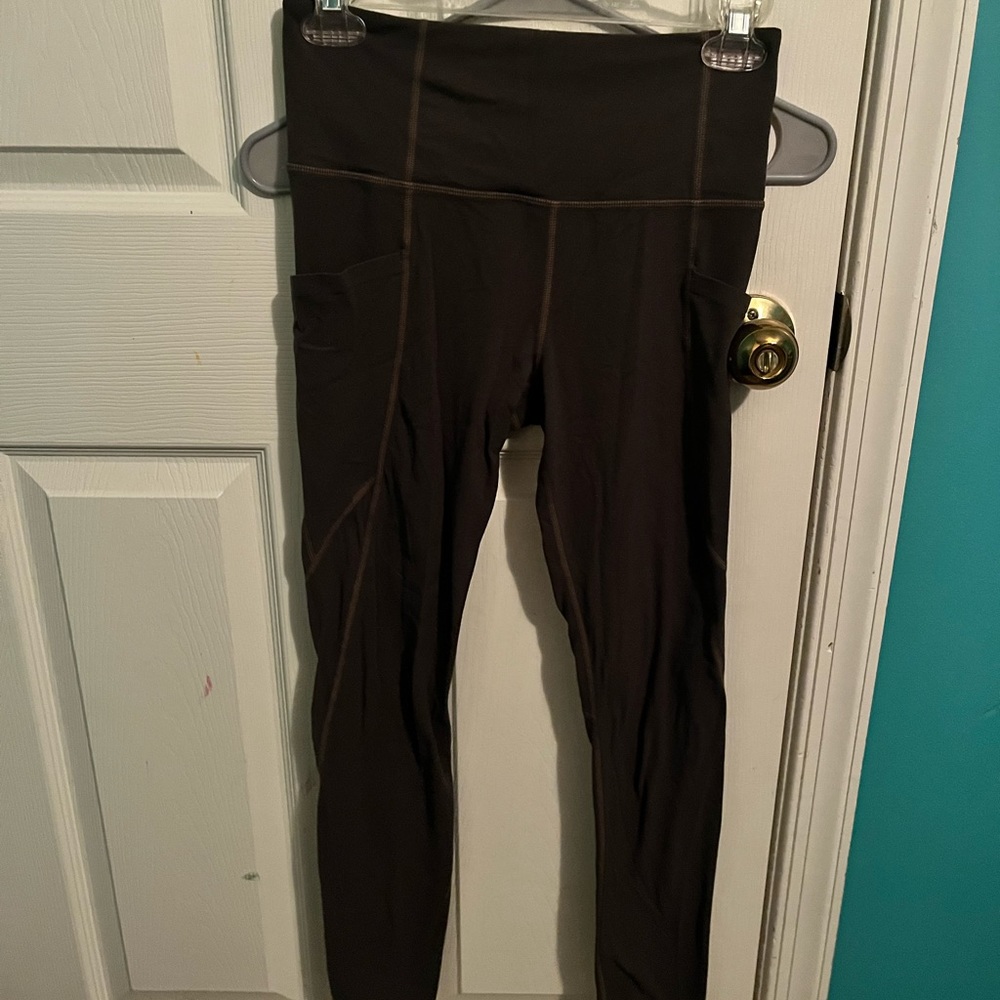Olive green Athleta Leggings with pockets